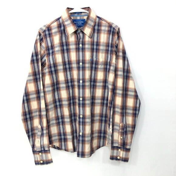 Abercrombie & Fitch Muscle Shirt Plaid‎ Cotton Long Sleeve Button Up  Size Large - Picture 1 of 4